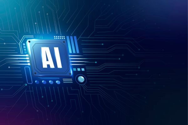 AI chip on digital background - AI & Tech category