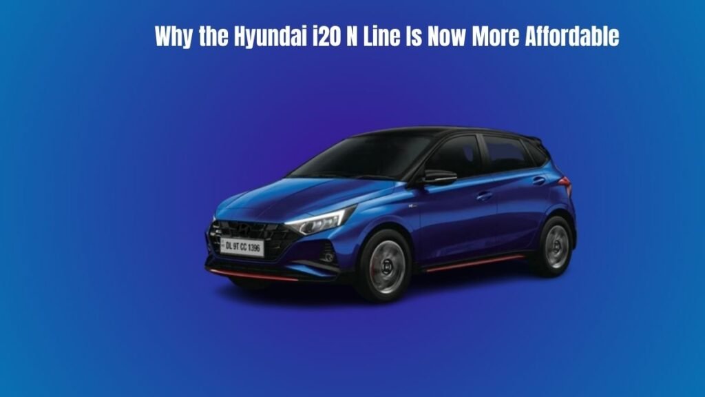 Hyundai i20 N Line in a sporty setting with focus on price drop due to GST reforms