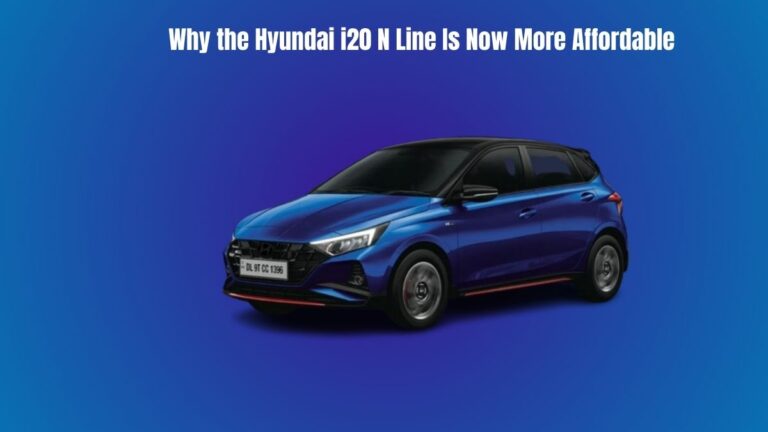 Hyundai i20 N Line in a sporty setting with focus on price drop due to GST reforms