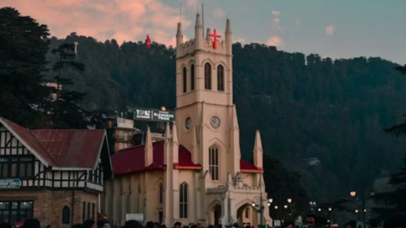 Christ Church Shimla on the Ridge during evening hours