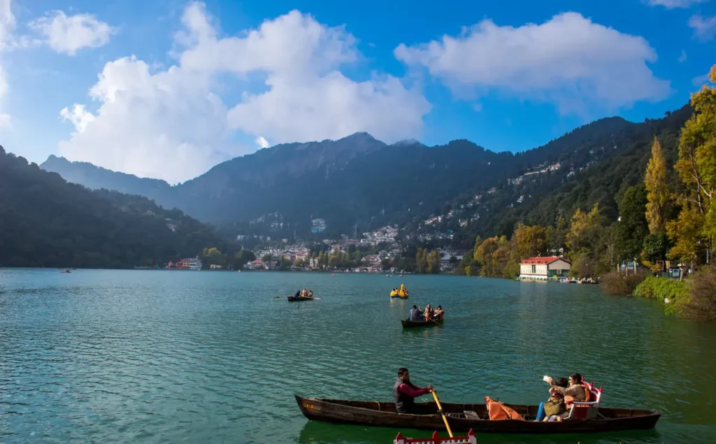 Nainital lake and hill views in Uttarakhand, one of the best places to visit in India in June with family

